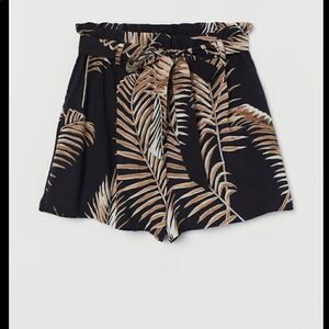 H & M palm print high waisted paper bag with tie shorts. Sz 12